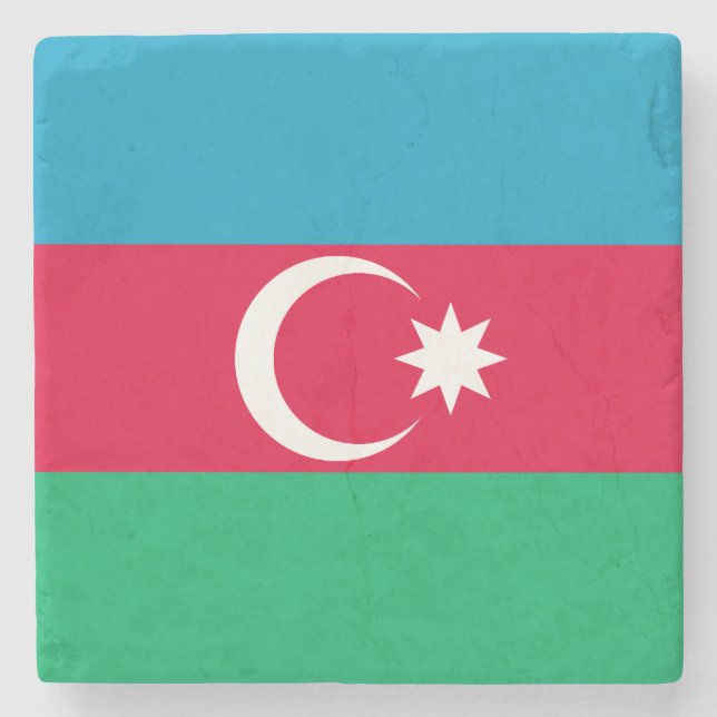 Patriotische aserbaidschanische Flagge Steinuntersetzer (Vorderseite)