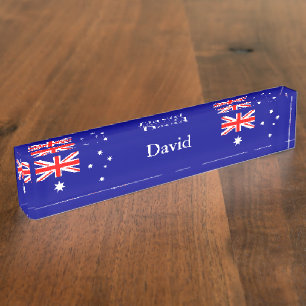 Patriotische australische Flagge Schreibtisch Name Namensplakette