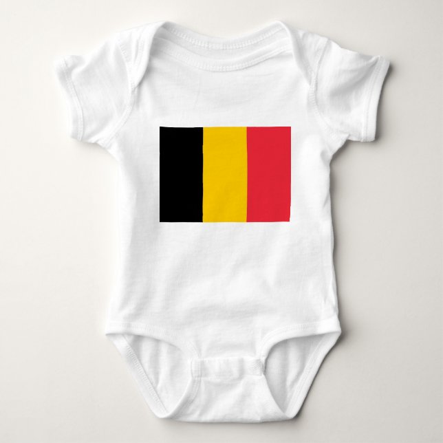 Patriotische Babybodysuit mit Flagge Belgien Baby Strampler (Vorderseite)