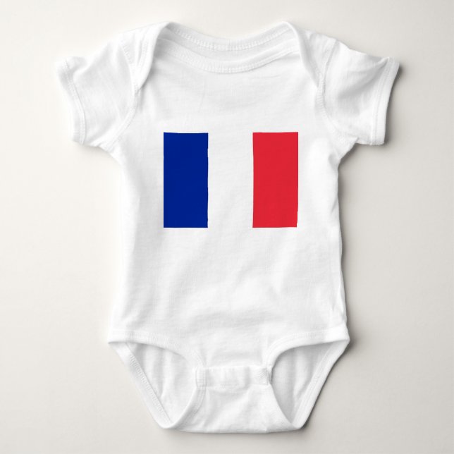 Patriotische Babybodysuit mit Flagge Frankreich Baby Strampler (Vorderseite)