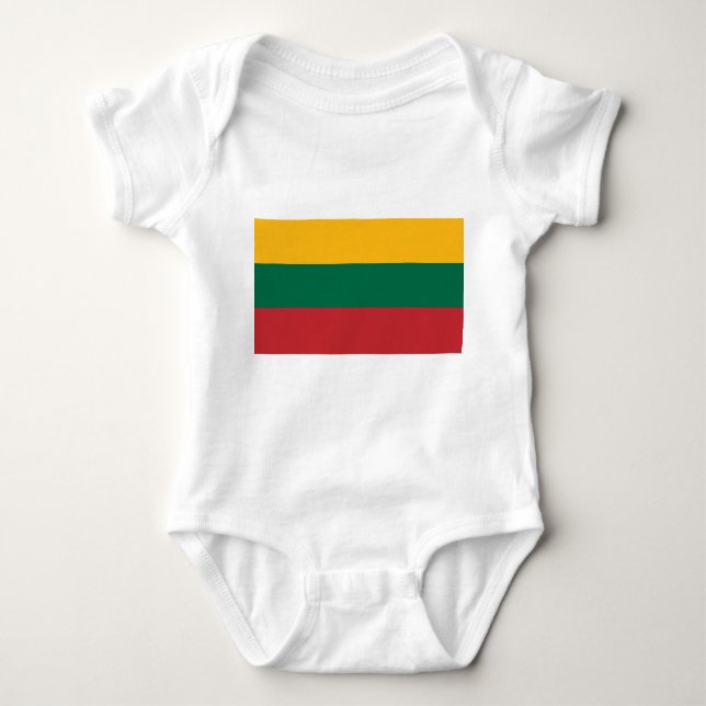 Patriotische Babybodysuit mit Flagge Litauen Baby Strampler (Vorderseite)