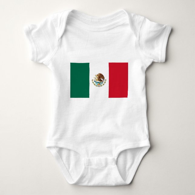 Patriotische Babybodysuit mit Flagge Mexiko Baby Strampler (Vorderseite)