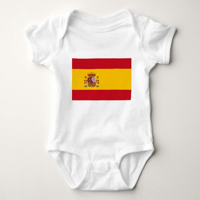 Patriotische Babybodysuit mit Flagge Spanien Baby Strampler (Vorderseite)