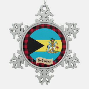 Patriotische Bahamas, Büffel kariert, Bahamas-Flag Schneeflocken Zinn-Ornament