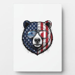 Patriotische Bär-Sonnenbrille Vintage-Vector-Shirt Fotoplatte
