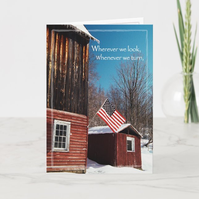 Patriotische Barfahne Vermisst Karte (Vorderseite)