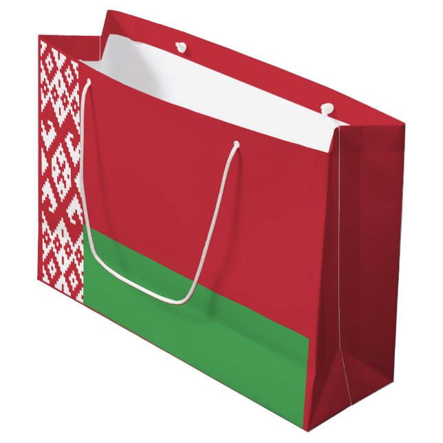 Patriotische belarussische Flagge Große Geschenktüte (Vorderseite Schrägansicht)