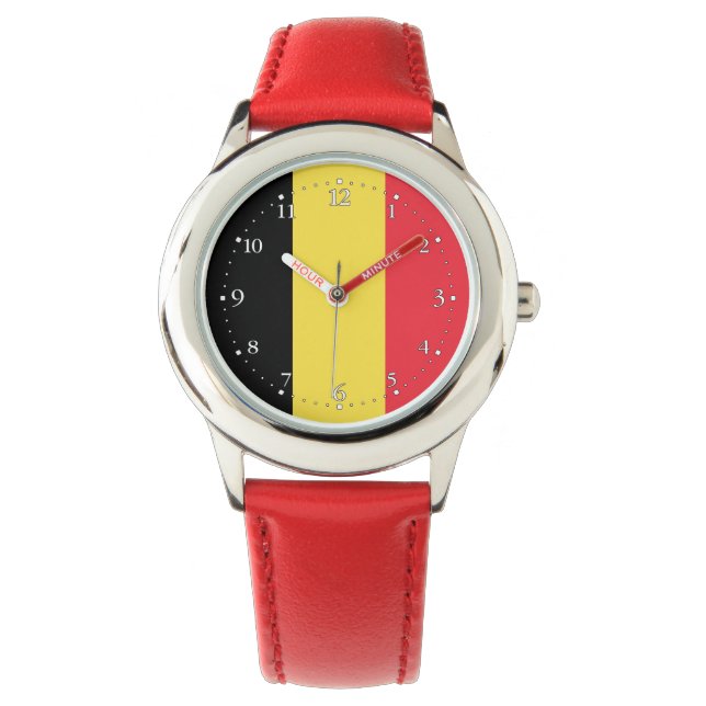 Patriotische belgische Flagge Armbanduhr (Vorderseite)