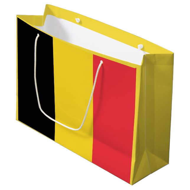Patriotische belgische Flagge Große Geschenktüte (Vorderseite Schrägansicht)