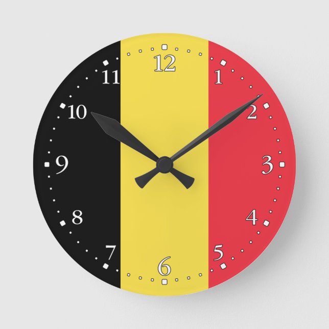 Patriotische belgische Flagge Runde Wanduhr (Vorderseite)