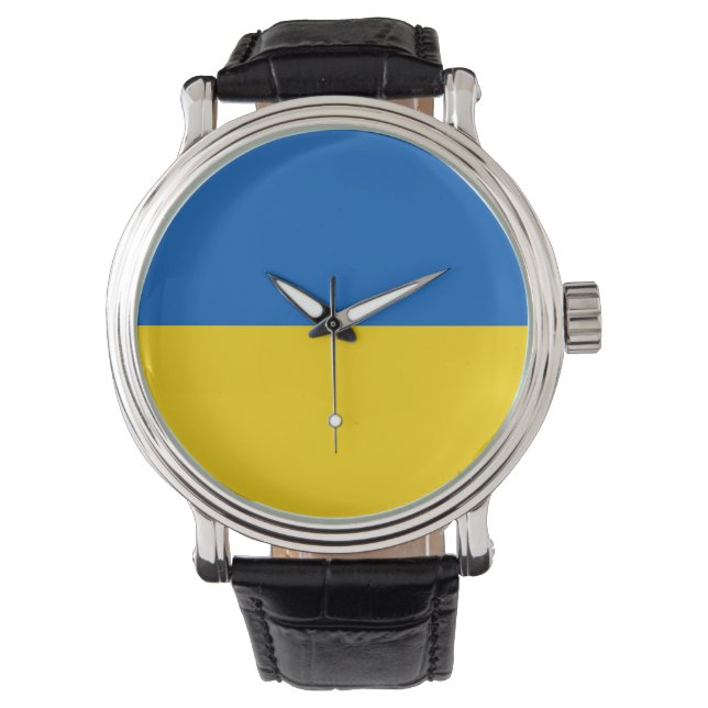 Patriotische, besondere Uhr mit der Flagge der Ukr (Vorderseite)