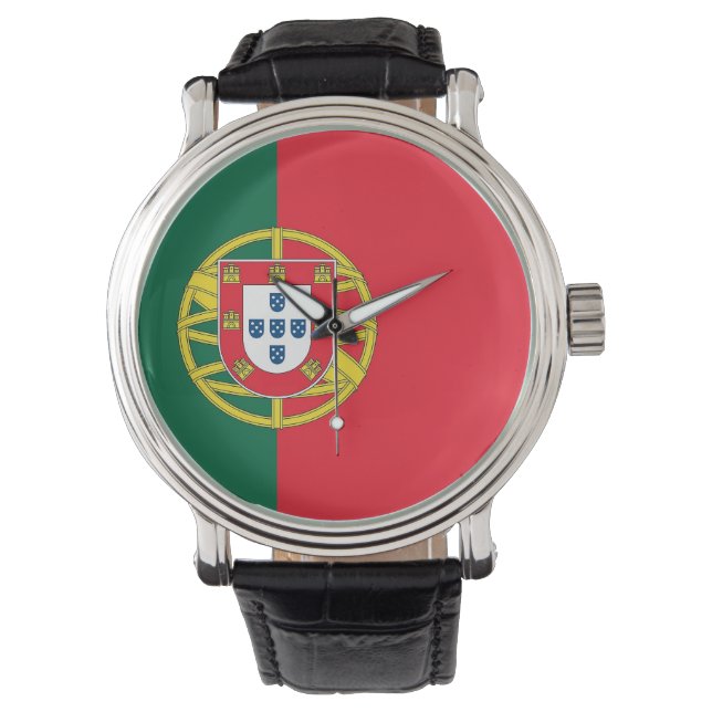 Patriotische, besondere Uhr mit der Flagge Portuga (Vorderseite)