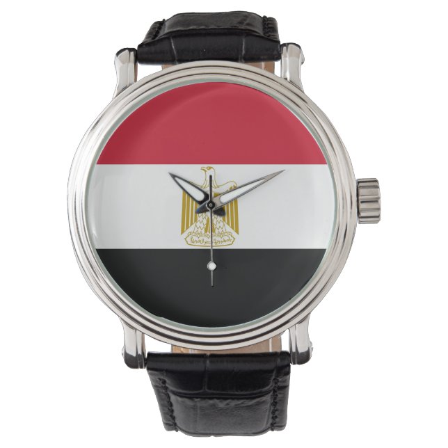 Patriotische, besondere Uhr mit Flagge Ägyptens (Vorderseite)