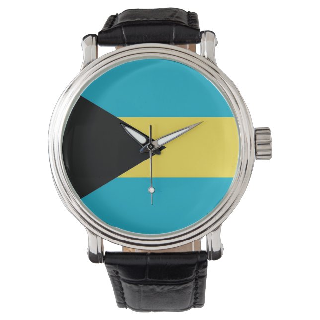 Patriotische, besondere Uhr mit Flagge der Bahamas (Vorderseite)