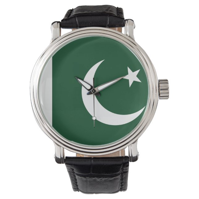 Patriotische, besondere Uhr mit pakistanischer Fla (Vorderseite)