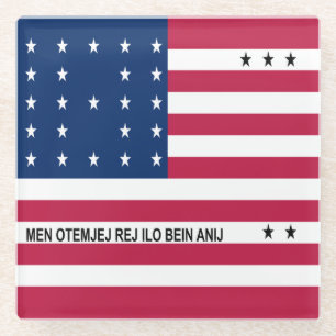 Patriotische Bikini-Atoll-Flagge Glasuntersetzer