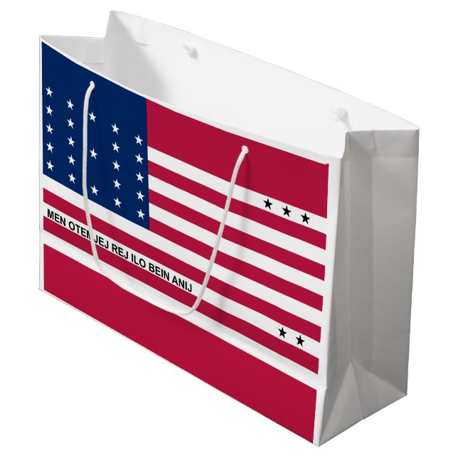 Patriotische Bikini-Atollflagge Große Geschenktüte (Vorderseite Schrägansicht)