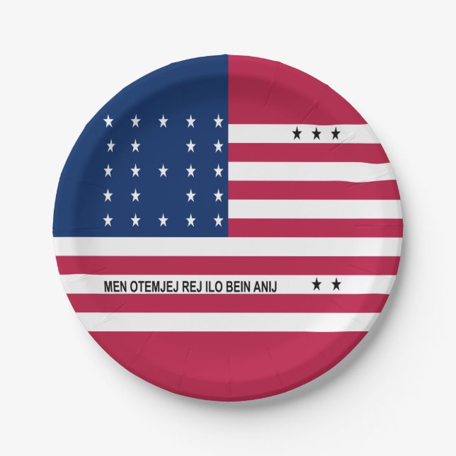 Patriotische Bikini-Atollflagge Pappteller (Vorderseite)
