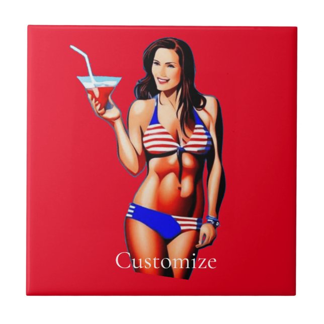 Patriotische Bikini Fitness Modell Thunder_Cove Fliese (Vorderseite)