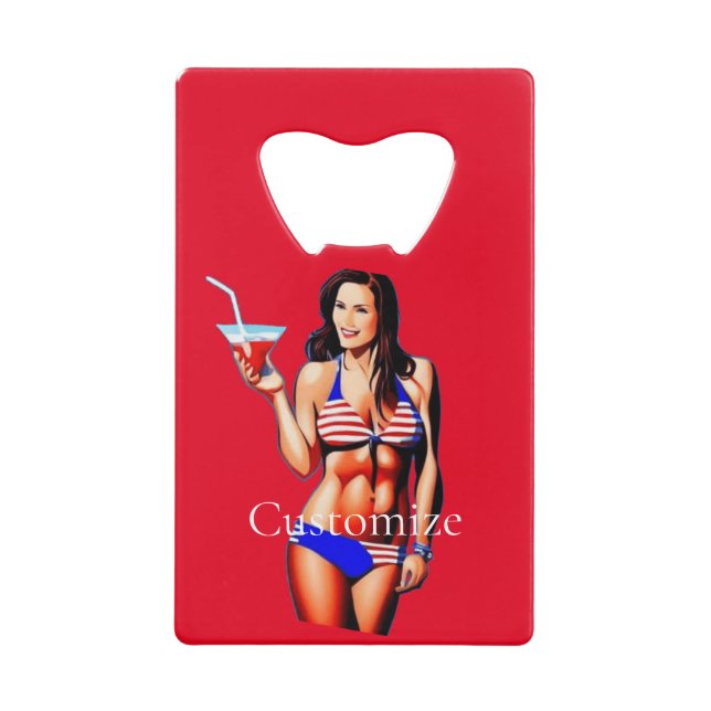 Patriotische Bikini Fitness Modell Thunder_Cove Geldbeutel Flaschenöffner (Vorderseite)