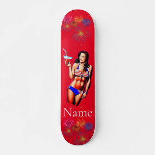 Patriotische Bikini Fitness Modell Thunder_Cove Skateboard