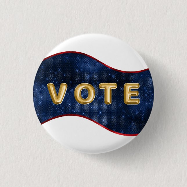 Patriotische blaue Welle wählen Button (Vorderseite)
