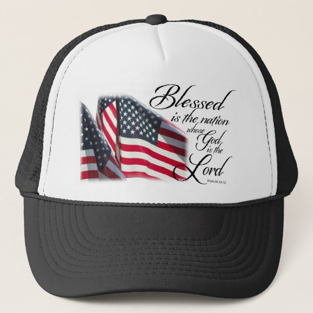 Patriotische Blessed ist die Nation Truckerkappe (Vorderseite)