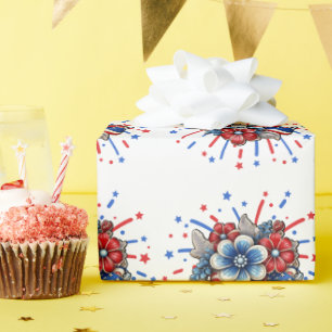 Patriotische Blume in Red White & Blue am 4. Juli Geschenkpapier