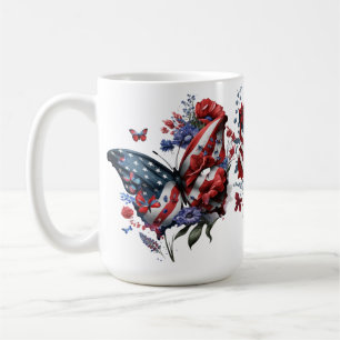 PATRIOTISCHE BLUME ROT-WEISSE BLAUENSCHALTFLÄCHE KAFFEETASSE