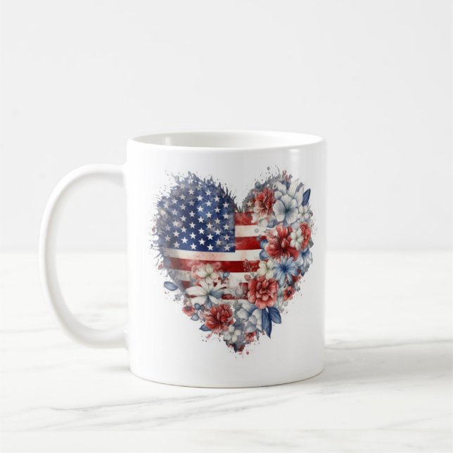 Patriotische Blumenherz-Tasse Kaffeetasse (Links)