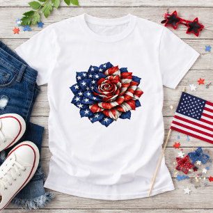 Patriotische Blumenillustration T-Shirt