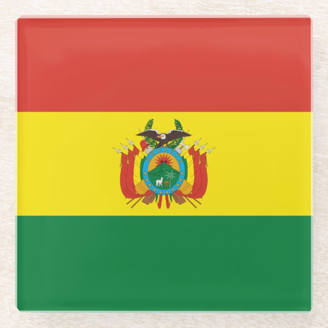 Patriotische Bolivienflagge Glasuntersetzer (Vorderseite)