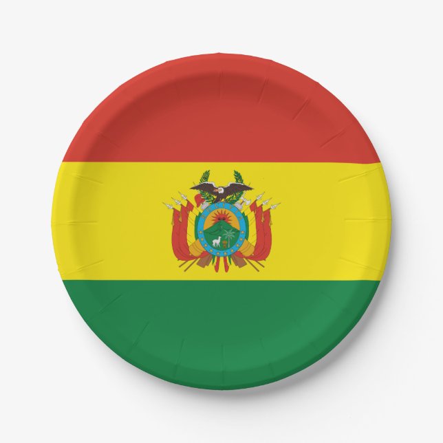 Patriotische Bolivienflagge Pappteller (Vorderseite)