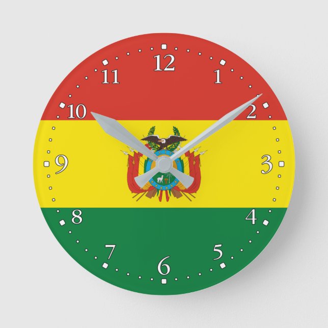 Patriotische Bolivienflagge Runde Wanduhr (Vorderseite)