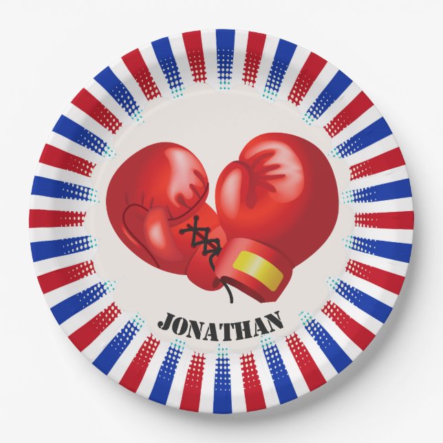 Patriotische Boxhandschuhe Design Paper Party Plat Pappteller (Vorderseite)