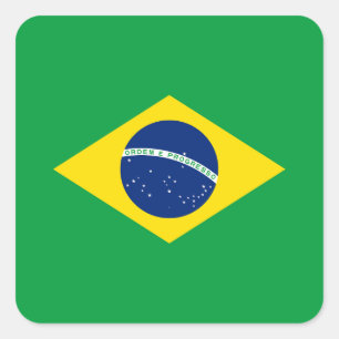 Patriotische Brasilienflagge Quadratischer Aufkleber