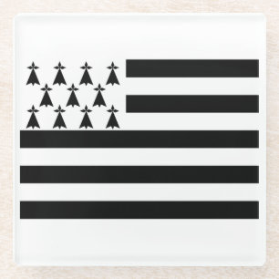 Patriotische Bretonische Flagge Glasuntersetzer