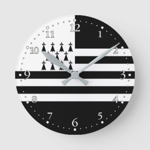 Patriotische bretonische Flagge Runde Wanduhr