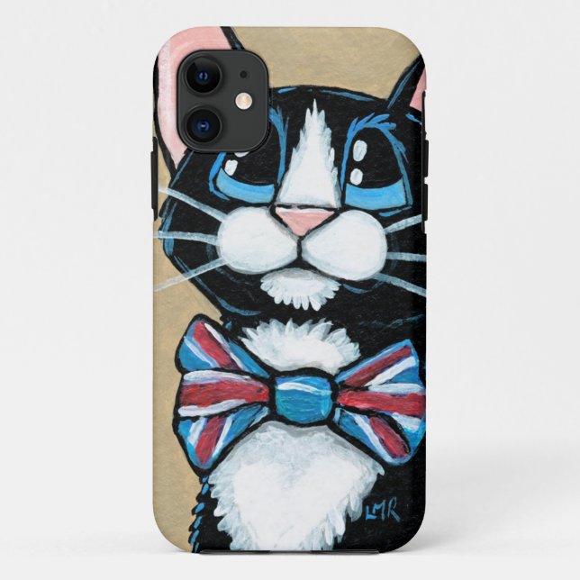 Patriotische BRITISCHE Tuxedo-Katzen-tragende Case-Mate iPhone Hülle (Rückseite)