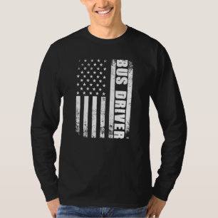 Patriotische Busfahrer Job Arbeiten American Flag  T-Shirt