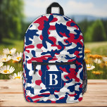 Patriotische Camouflage Personalisiert Monogramm C Bedruckter Rucksack<br><div class="desc">Unser moderner und trendiger Rucksack für Camouflage, ideal für Kinder, Studenten, Wanderer und Ausflüge! Dieser coole Rucksack weist eine usa patriotische Muster mit Rot-Weiß- und Blautönen auf und verleiht ihm einen militärisch inspiriert Look, der sicher den Kopf drehen wird. Das Design der Camouflage ist nicht nur stilvoll, sondern auch funktional,...</div>