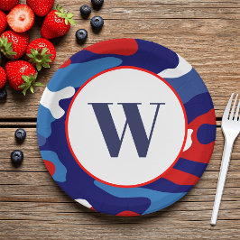Patriotische Camouflage Rot Weiß und Blau Camoufla Pappteller