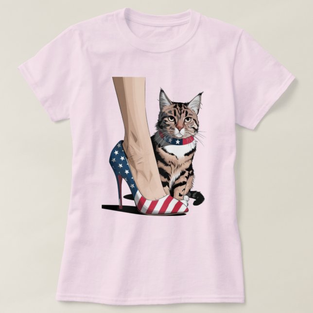 Patriotische Cat-Mama T-Shirt (Design vorne)