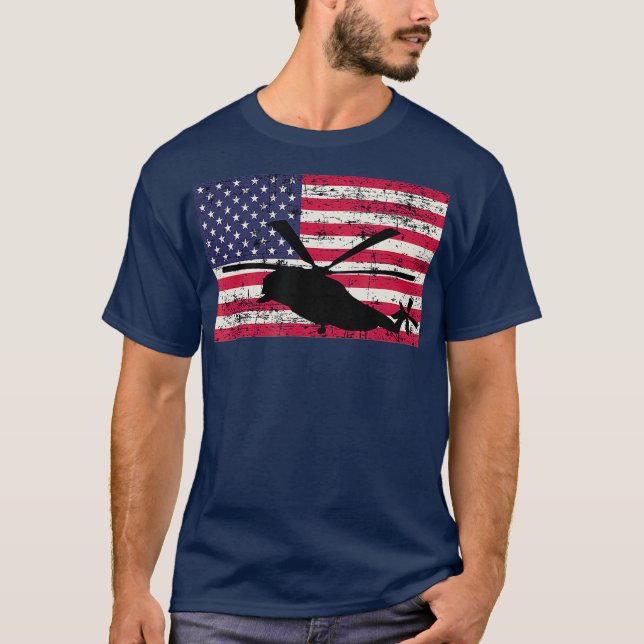 Patriotische CH53- und MH53-Hubschrauberflagge T-Shirt (Vorderseite)