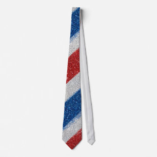 Patriotische Chevron Rot Weiß Blau Glitzer Streife Krawatte