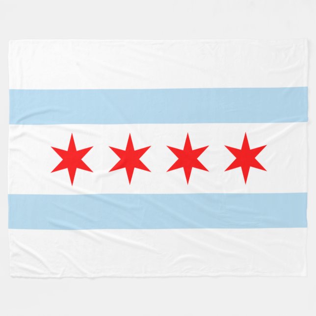 Patriotische Chicago-Flagge Fleecedecke (Vorderseite (Horizontal))