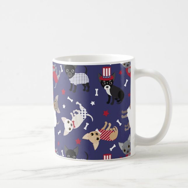 Patriotische Chihuahua-Pattern-Tasse Kaffeetasse (Rechts)