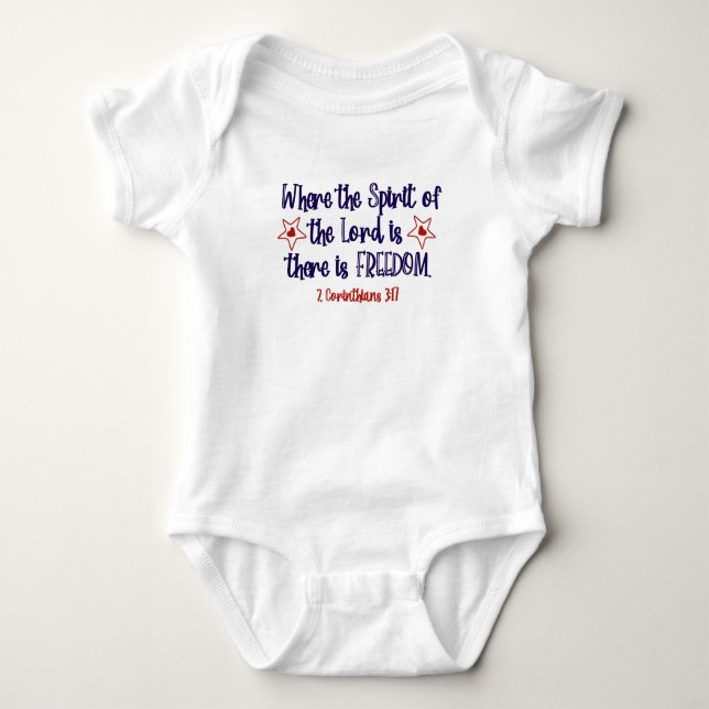 Patriotische Christliche Bibelfreiheit Baby Strampler (Vorderseite)