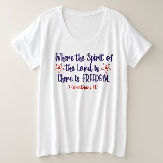 Patriotische Christliche Bibelverse Freiheit Große Größe T-Shirt (Design vorne)