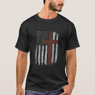 Patriotische Christliche Jesus Cross American Flag T-Shirt
